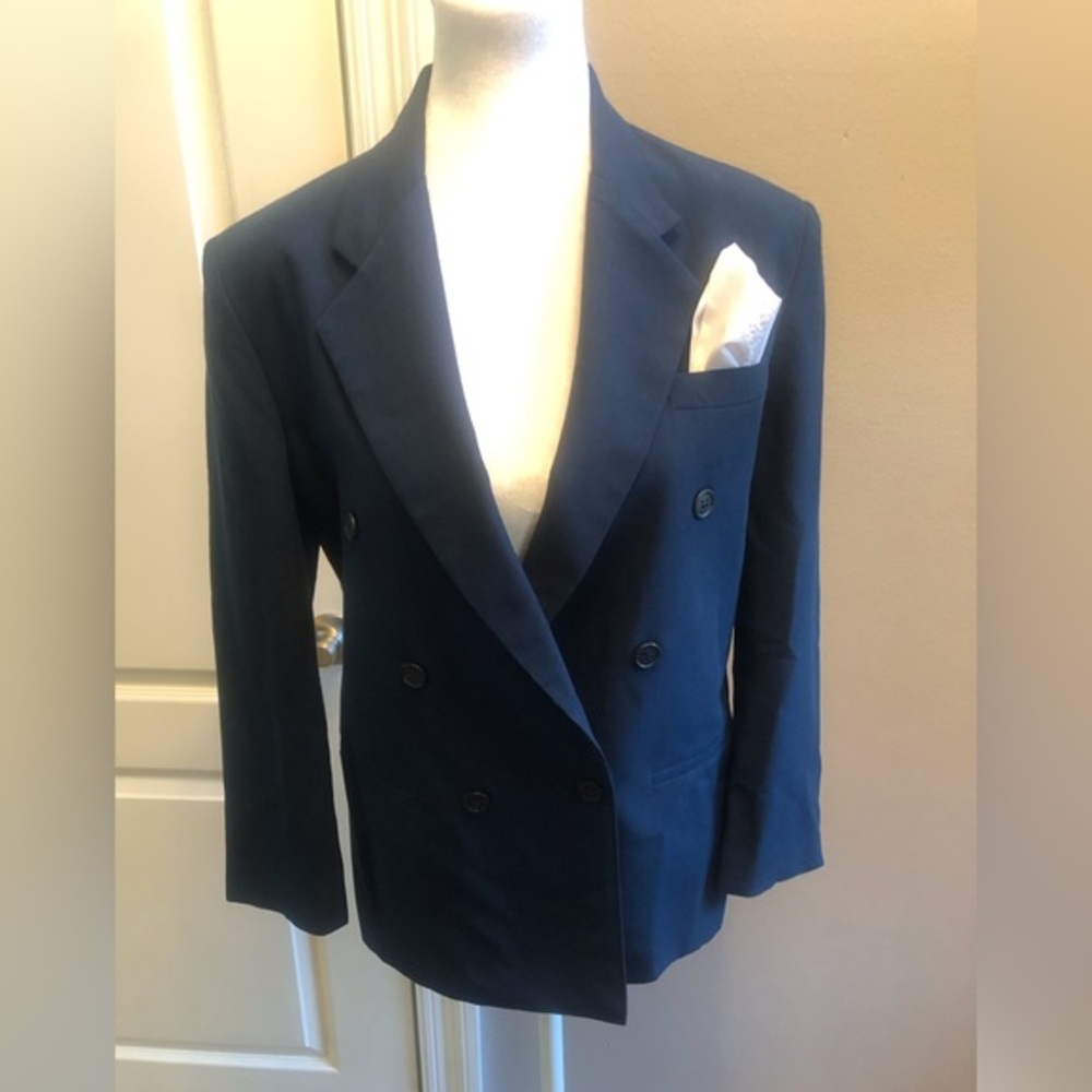 Vintage 1971 Women’s Double Breasted Blazer Bengal Blue Size 14R Jacket